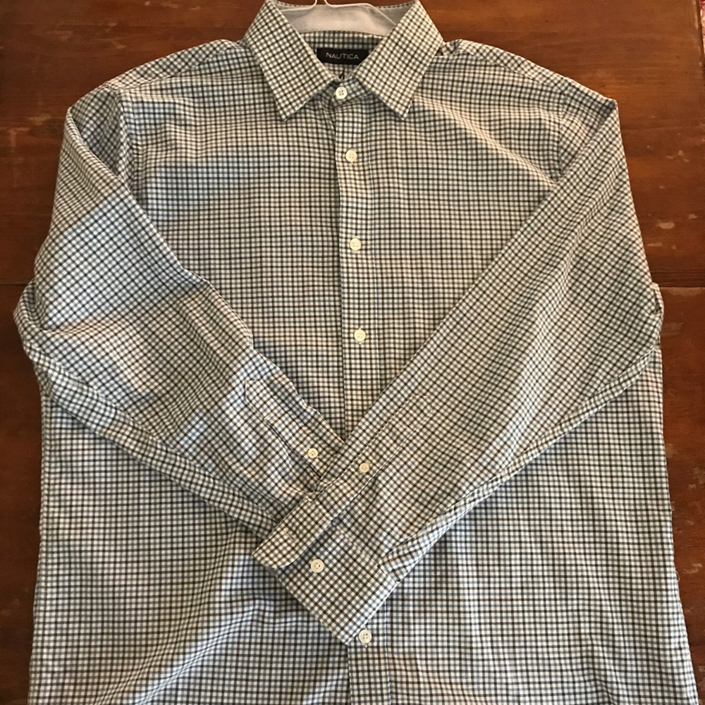 Nautica Men’s Shirt - L (Navy/White/Light Blue)